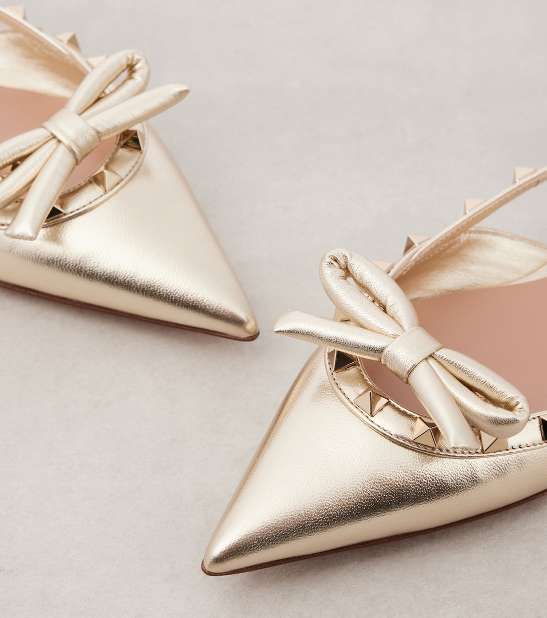Rockstud metallic leather slingback flats | Valentino Garavani