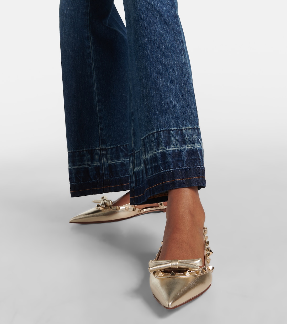 Rockstud metallic leather slingback flats | Valentino Garavani