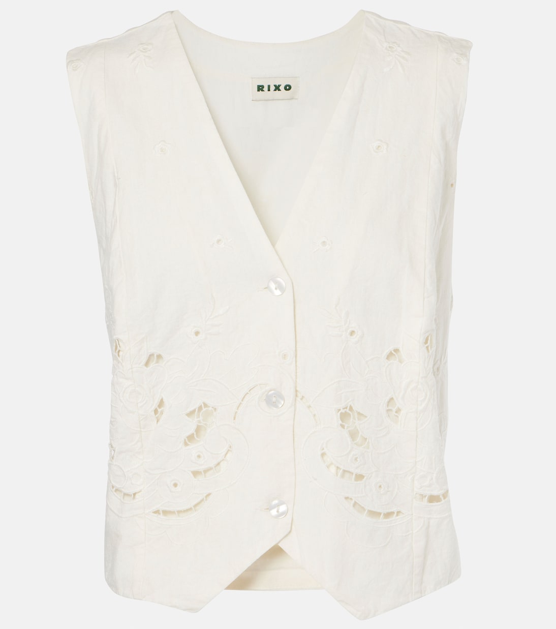 Norah embroidered cotton and linen vest | Rixo