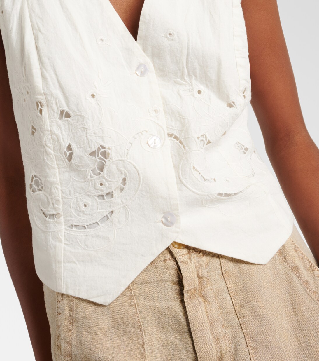Norah embroidered cotton and linen vest | Rixo