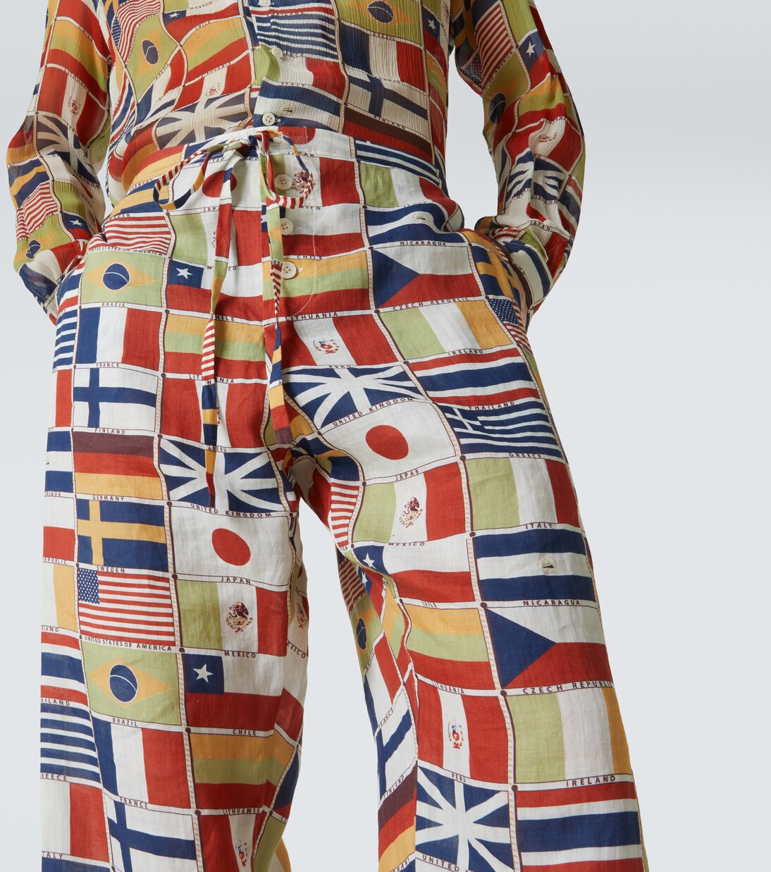 International printed linen straight pants | Bode