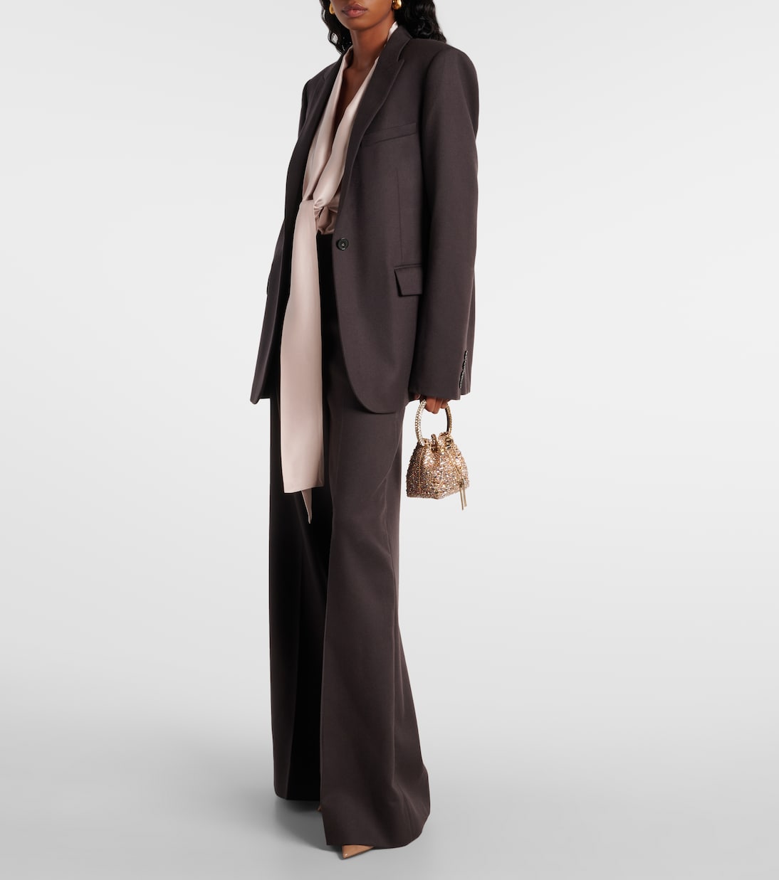 Bon Bon Micro embellished satin bucket bag | Jimmy Choo