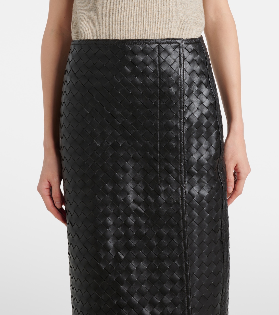 Midirock Intrecciato aus Leder | Bottega Veneta
