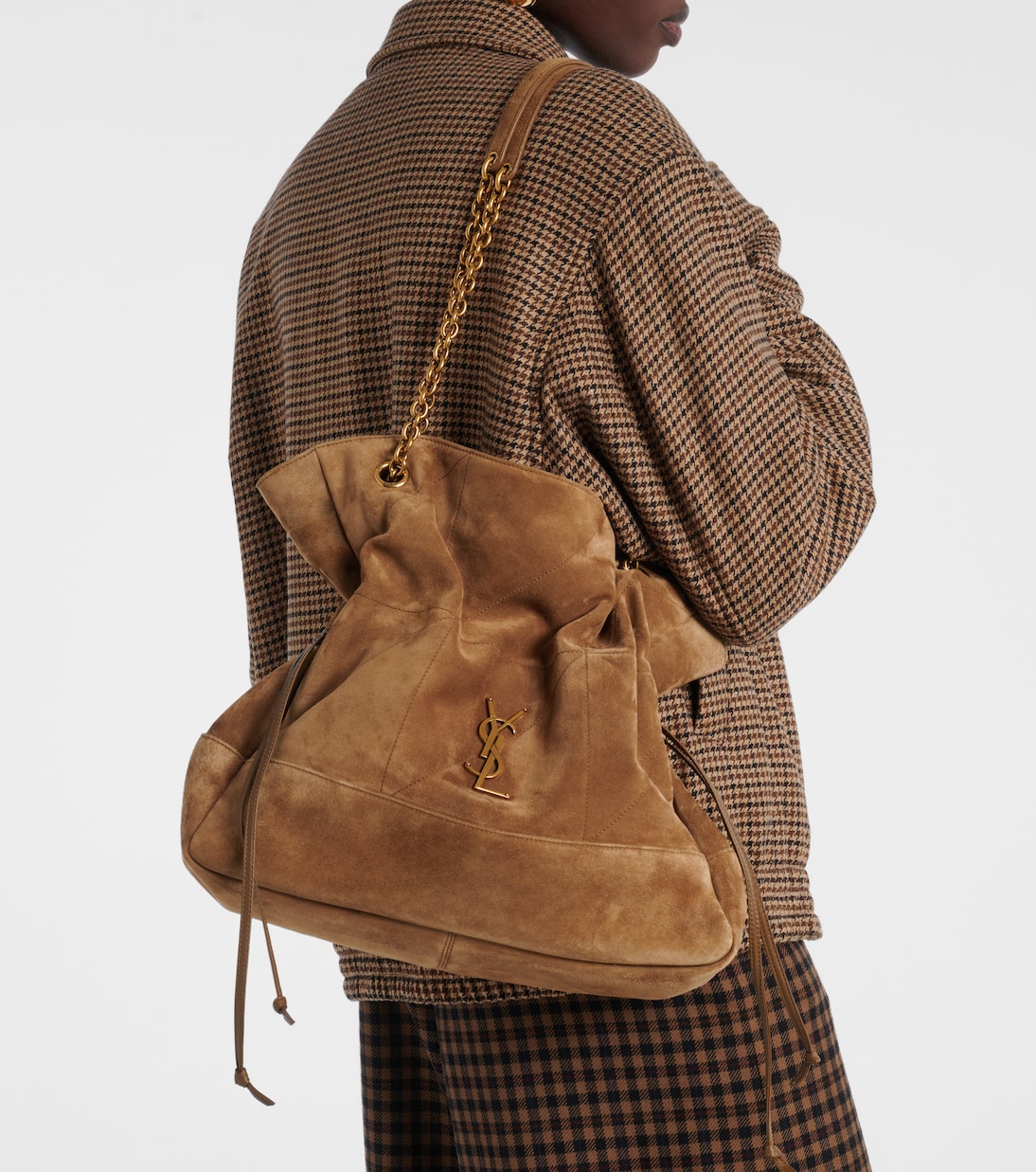 Sac Jamie Shopping Medium en daim | Saint Laurent