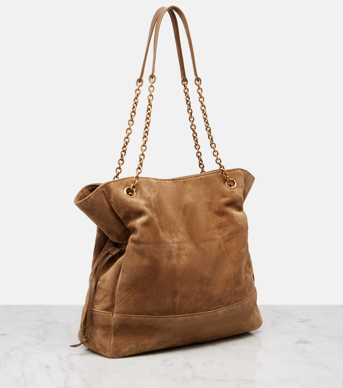 Sac Jamie Shopping Medium en daim | Saint Laurent