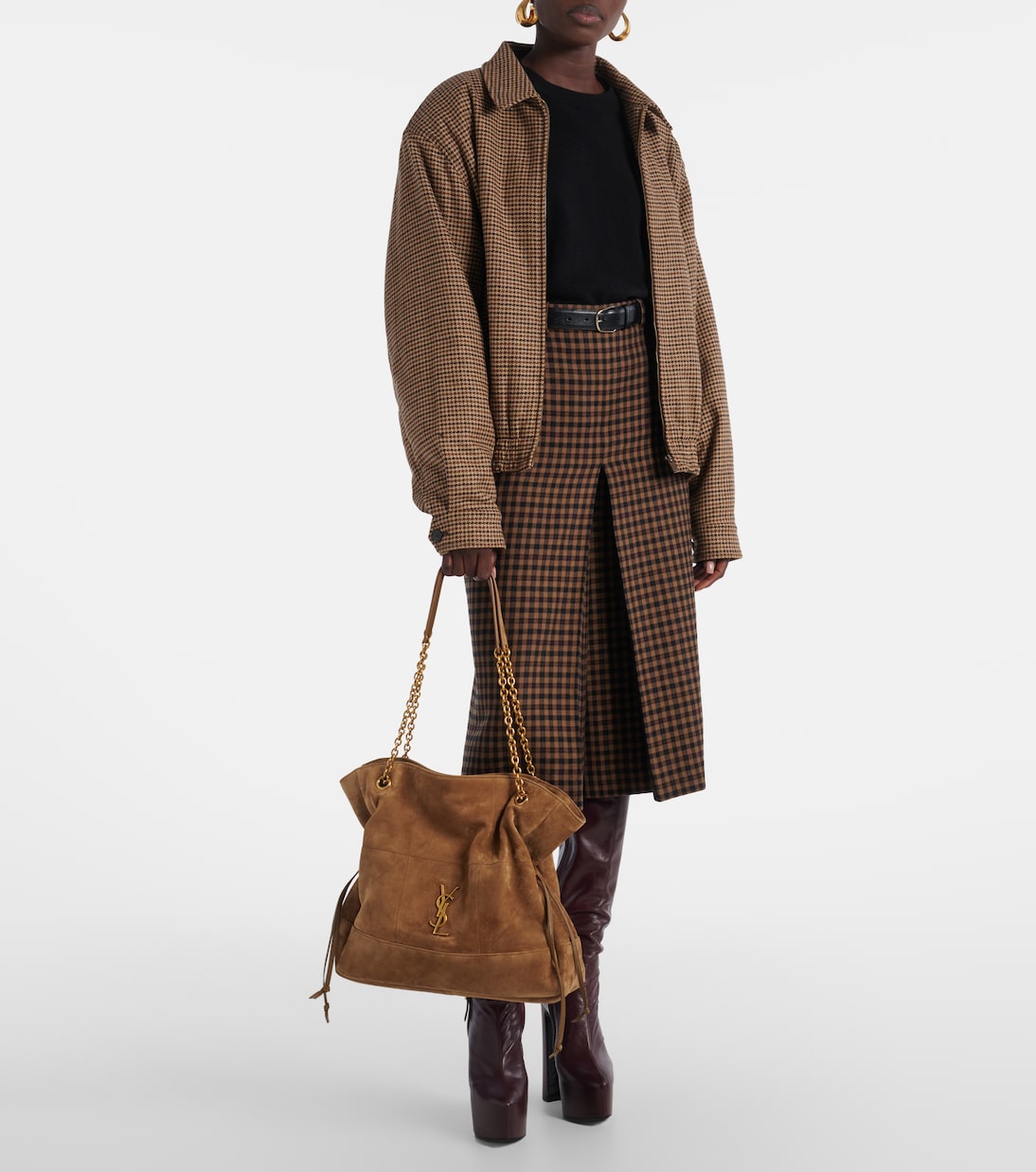 Sac Jamie Shopping Medium en daim | Saint Laurent