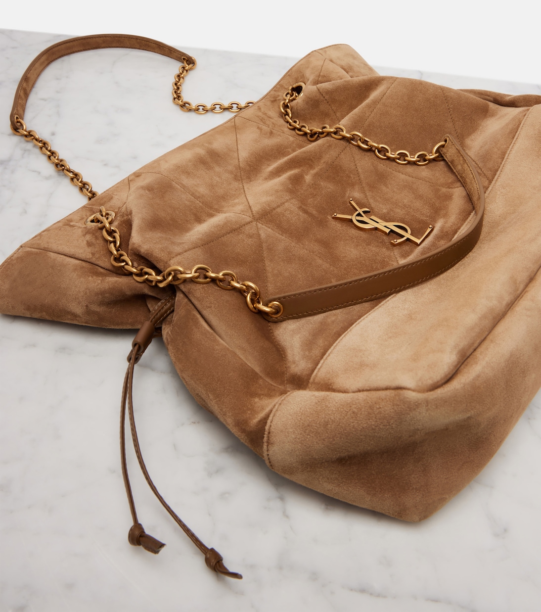 Sac Jamie Shopping Medium en daim | Saint Laurent