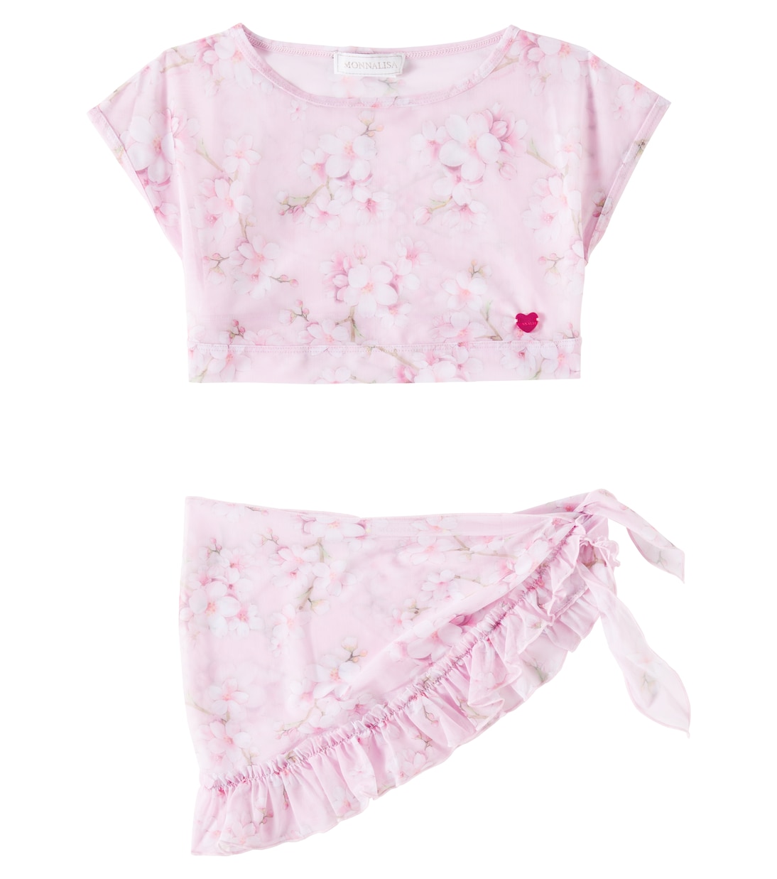 Floral mesh top and beach cover-up set | Monnalisa