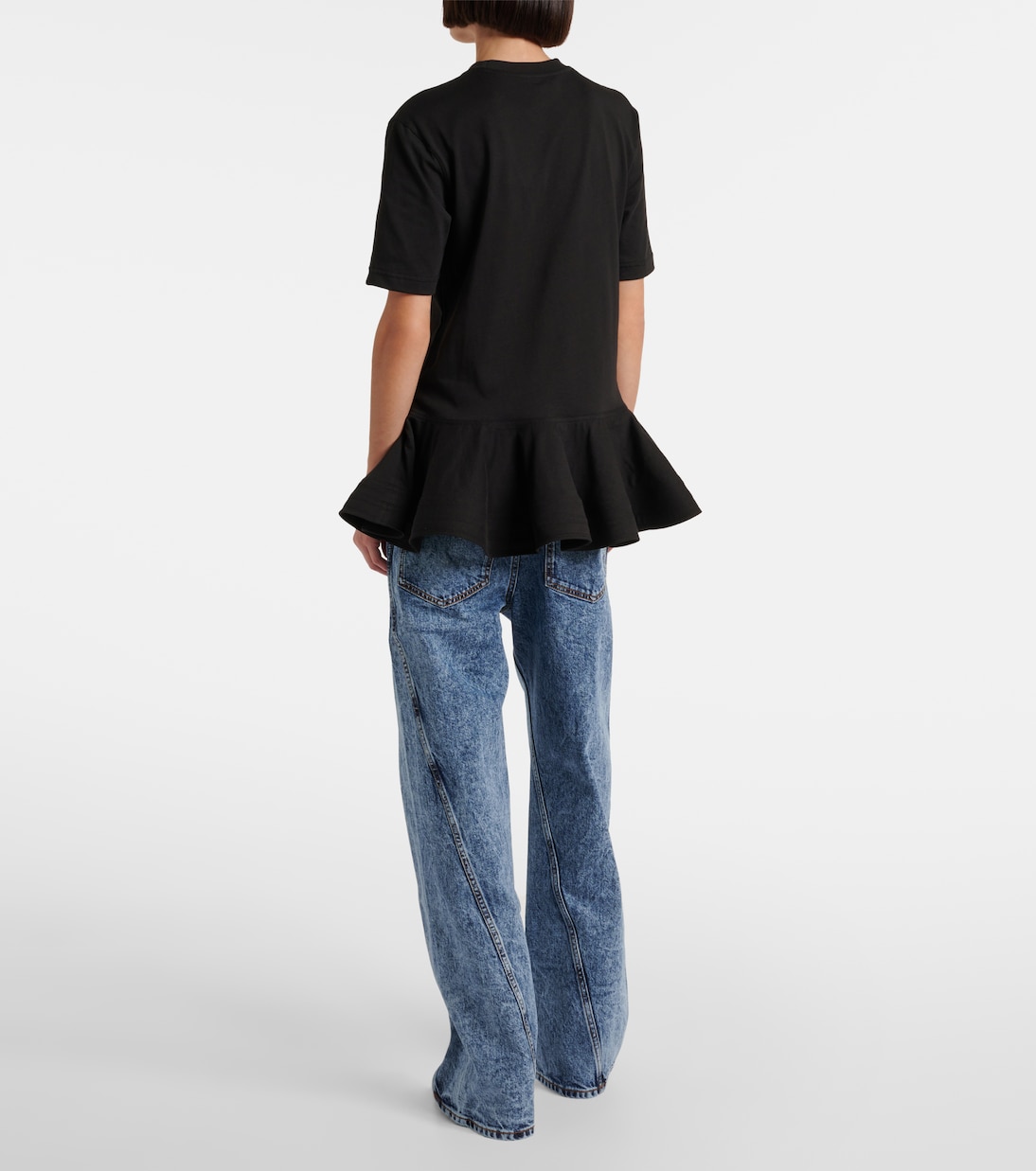 Camiseta de jersey de algodón con peplum | Alaïa