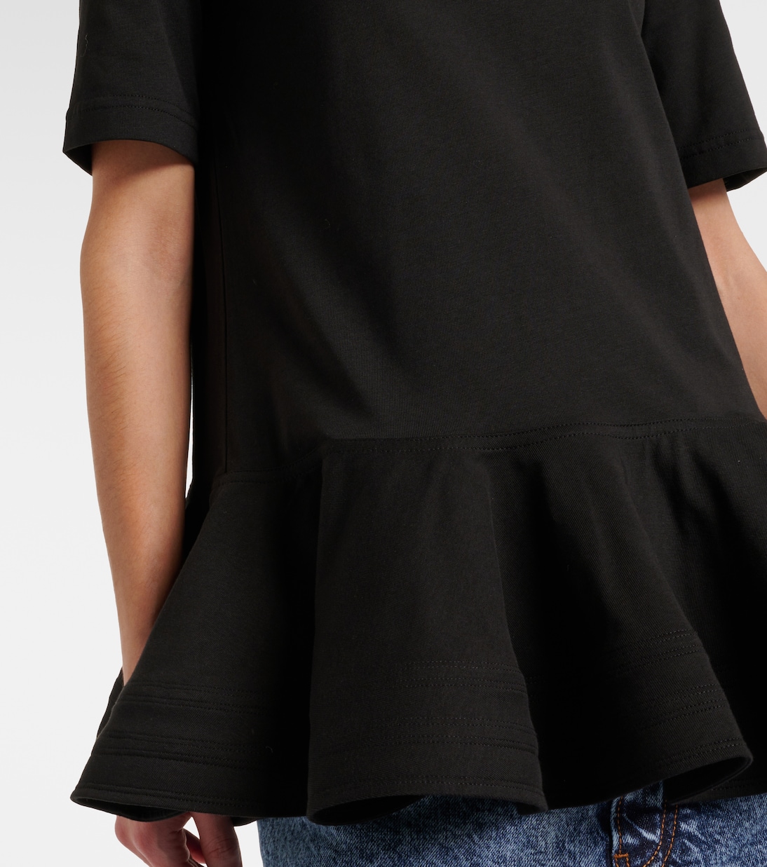 Camiseta de jersey de algodón con peplum | Alaïa