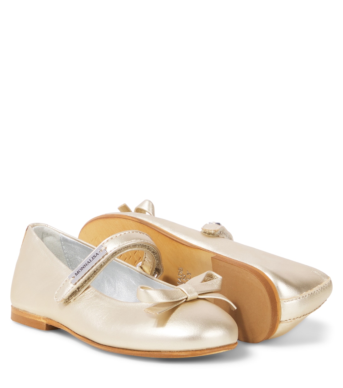 Ballerinas aus Metallic-Leder | Monnalisa