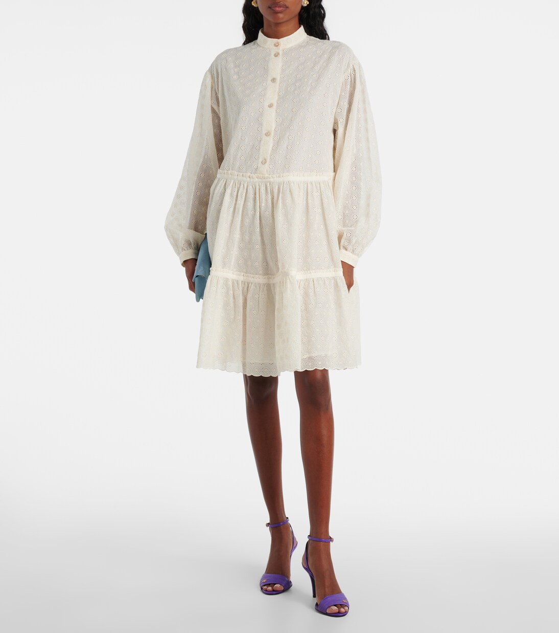 Vestido camisero de algodón con bordado inglés | Valentino