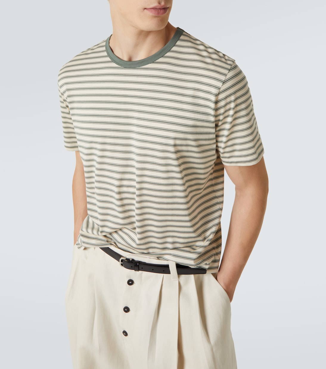 Striped cotton jersey T-shirt | Sunspel
