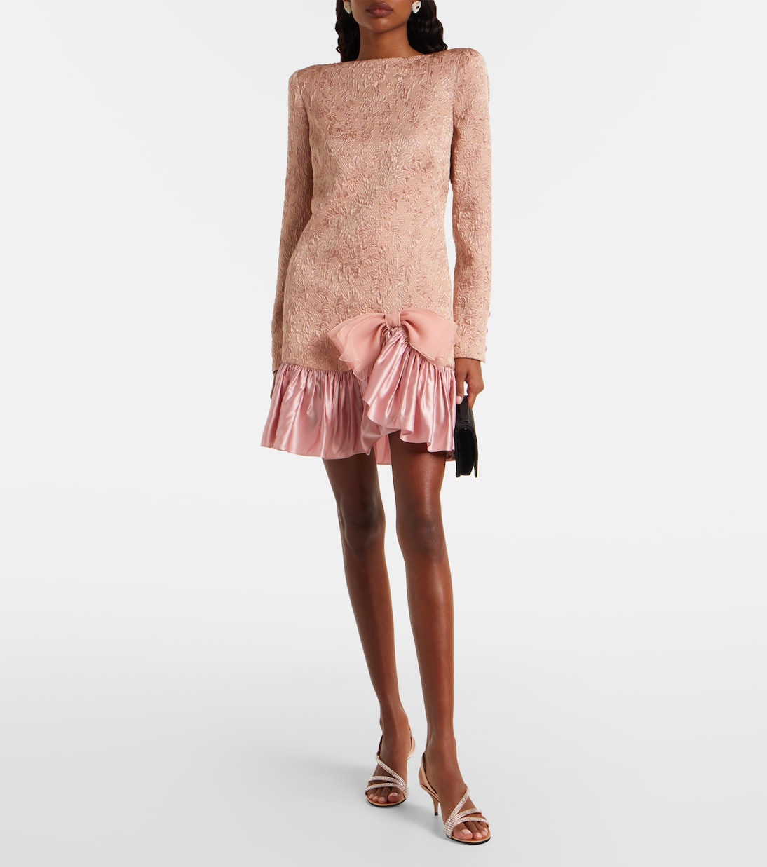 Wool and silk-blend matelassé minidress | Valentino