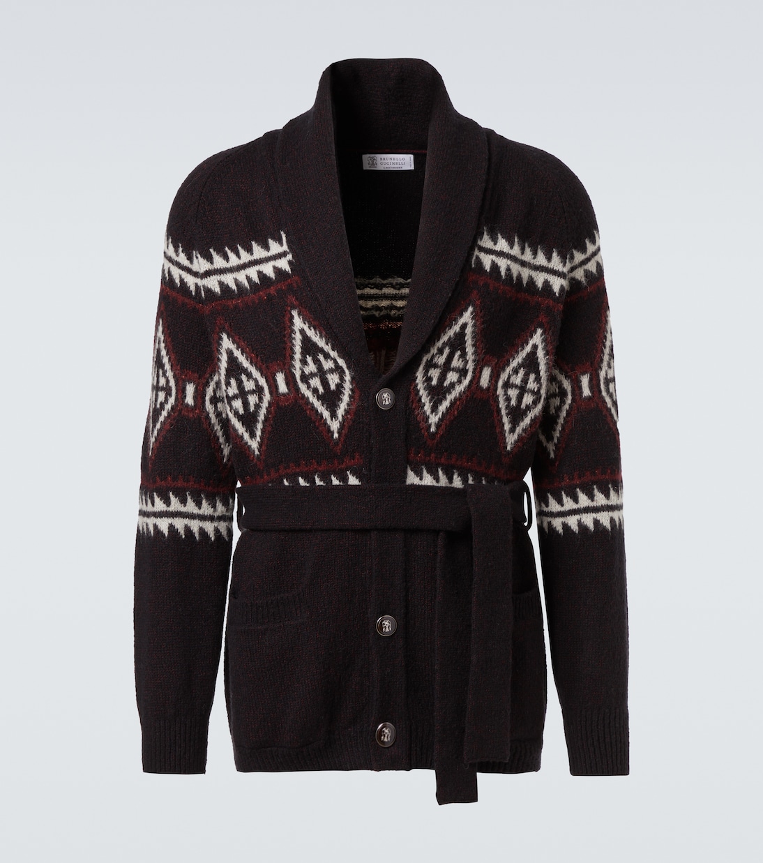 Jacquard wool, silk, and cashmere cardigan | Brunello Cucinelli