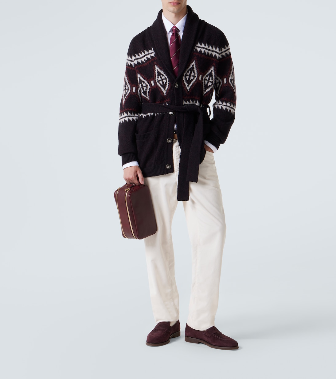Jacquard wool, silk, and cashmere cardigan | Brunello Cucinelli