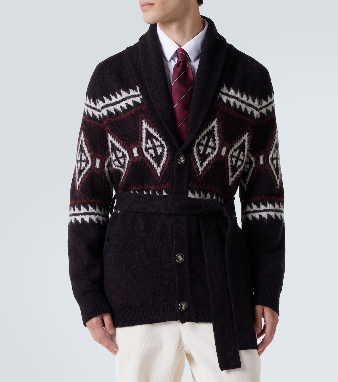 Jacquard wool, silk, and cashmere cardigan | Brunello Cucinelli