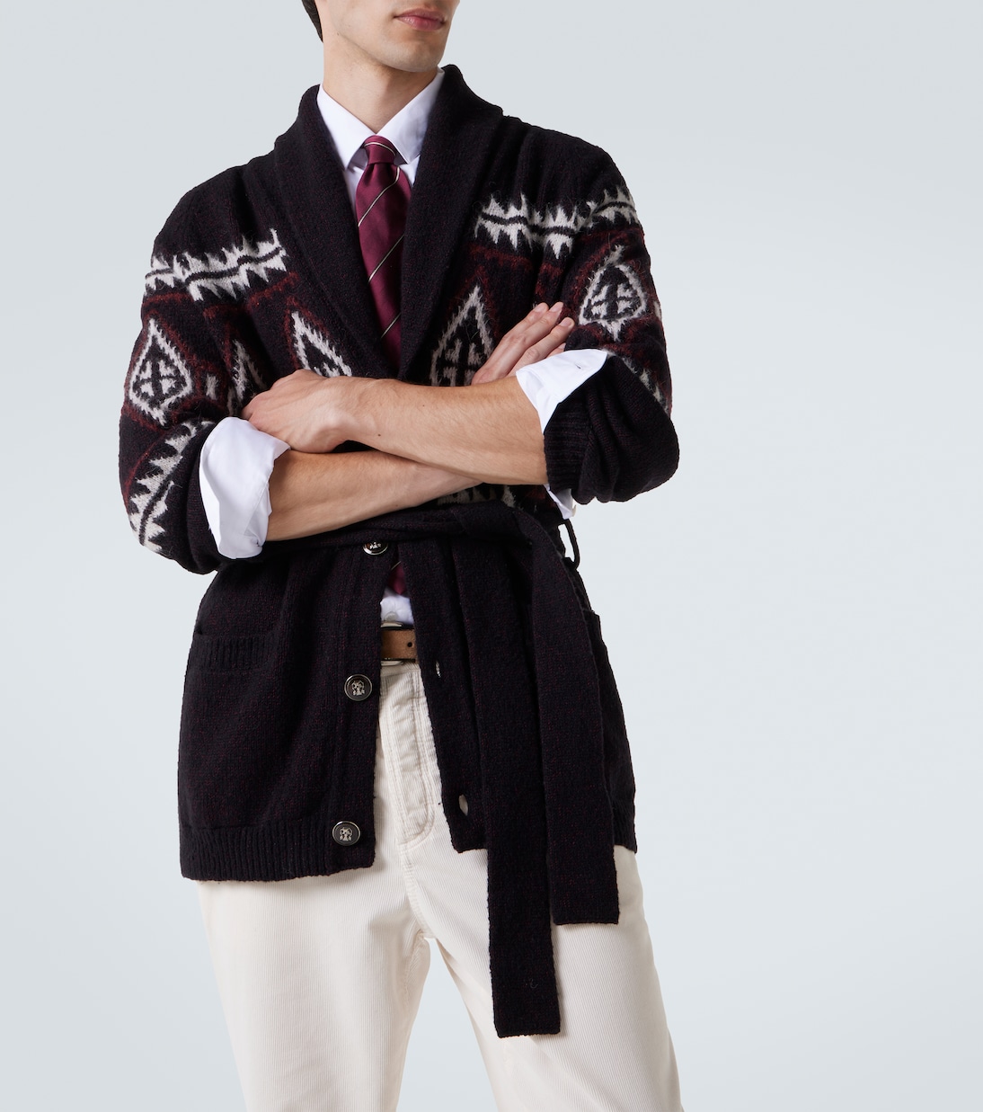 Jacquard wool, silk, and cashmere cardigan | Brunello Cucinelli
