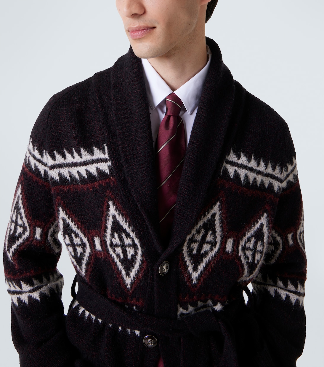 Jacquard wool, silk, and cashmere cardigan | Brunello Cucinelli