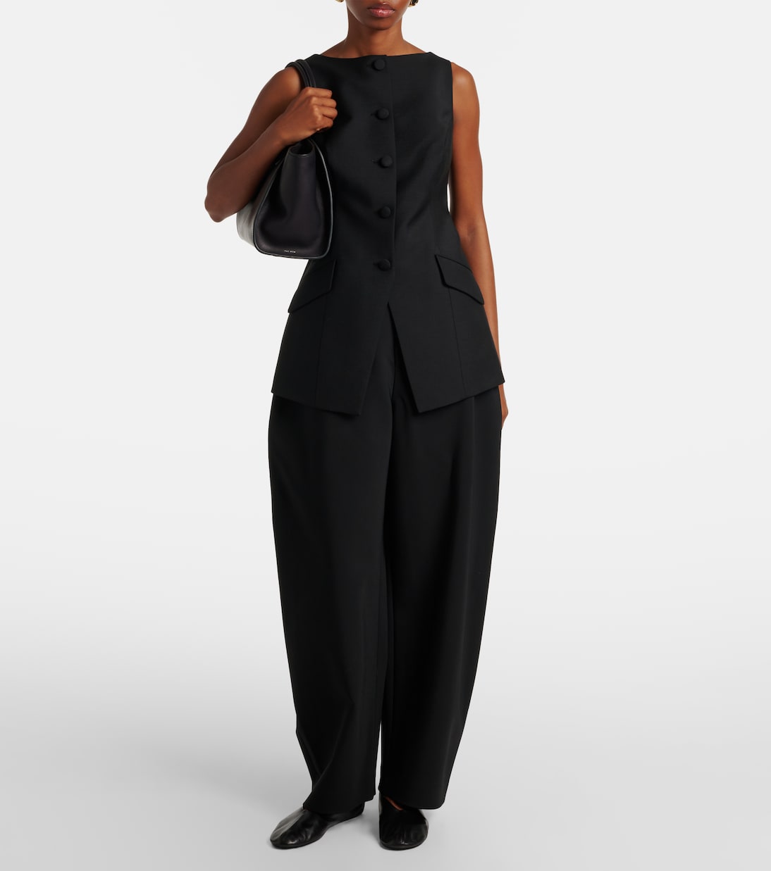 Pantalon barrel à taille haute en crêpe | Róhe