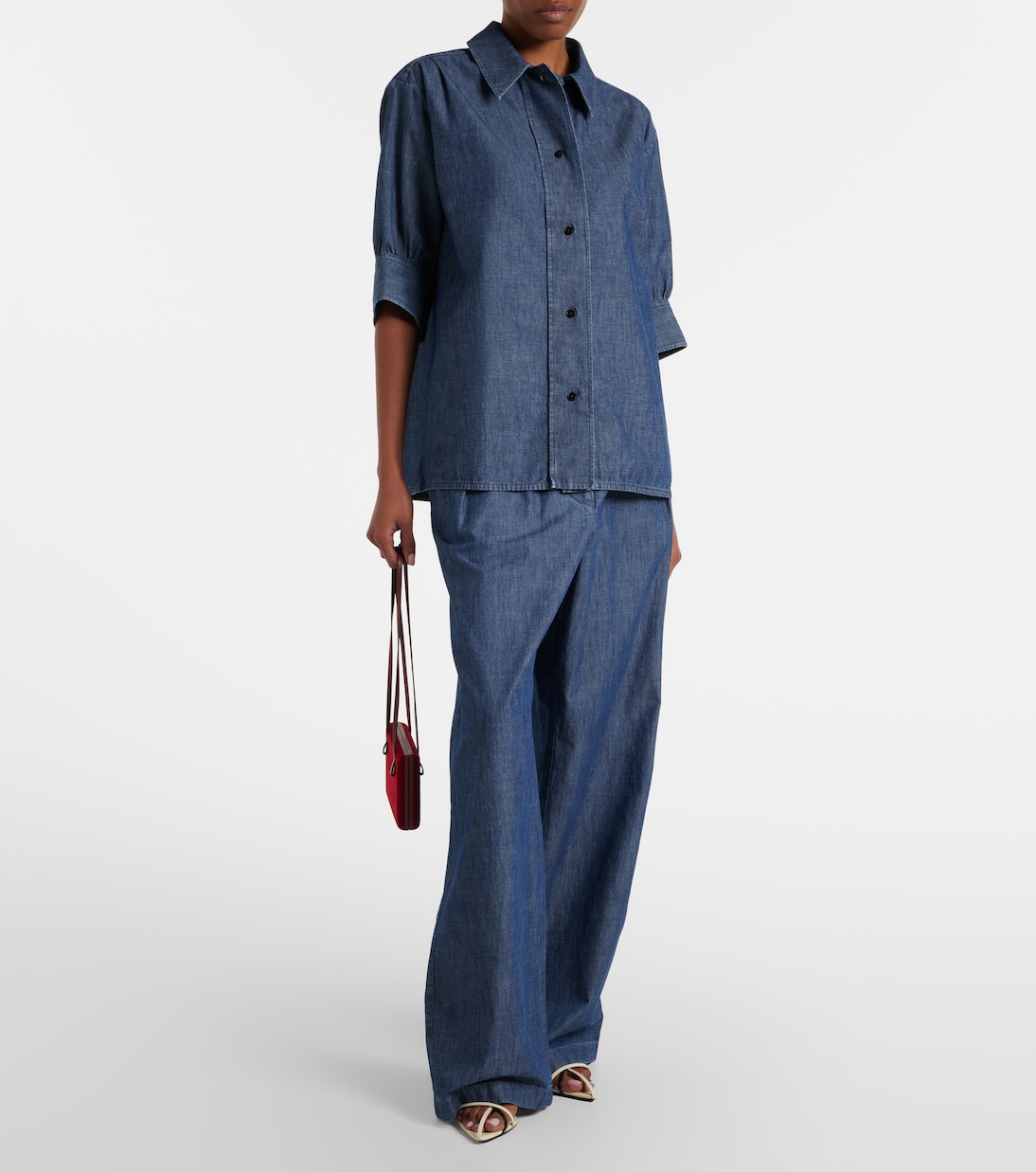Cotton chambray wide-leg pants | Jil Sander