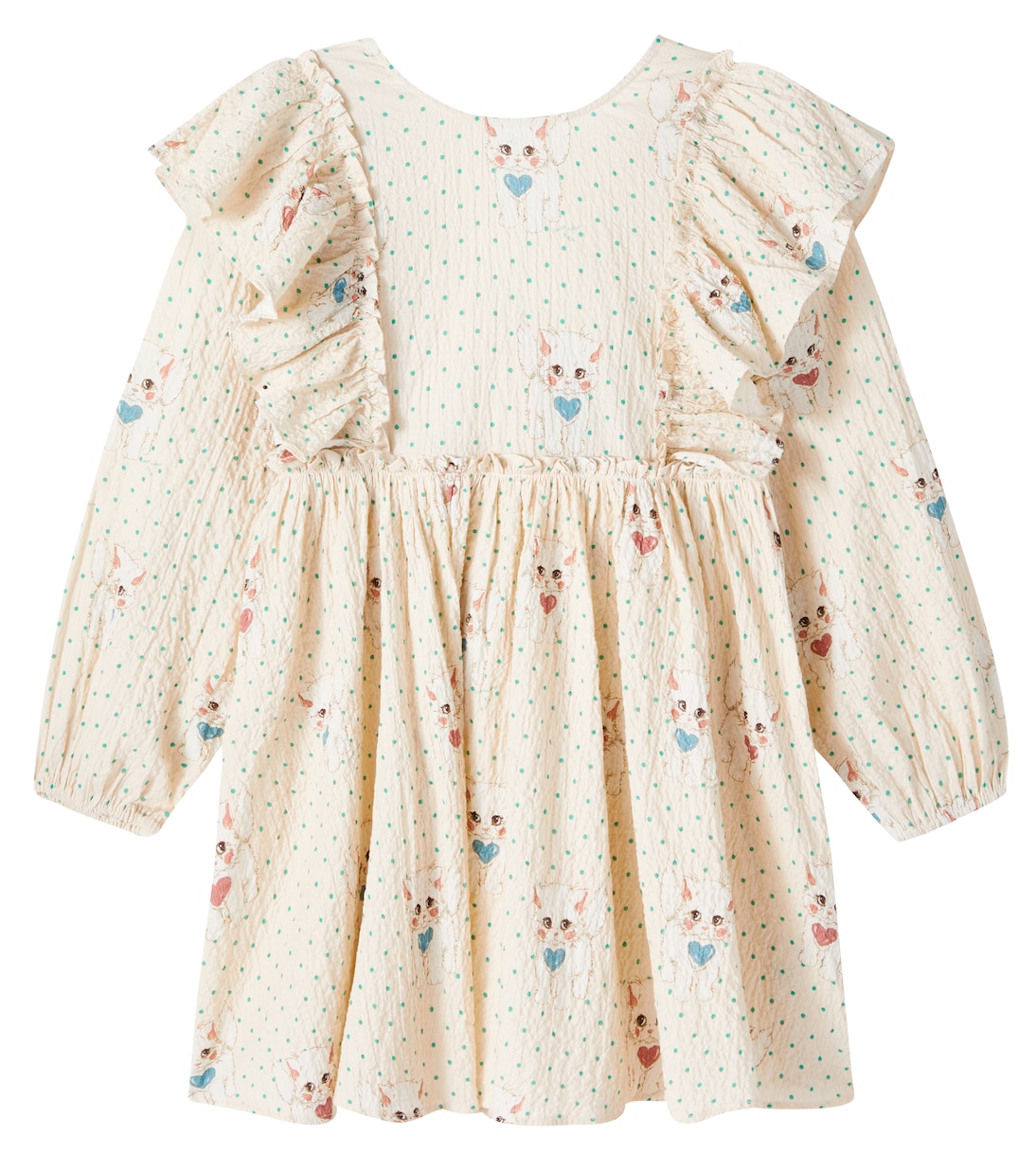 Elin蝴蝶结细节棉质泡泡纱连衣裙 | Konges Sløjd