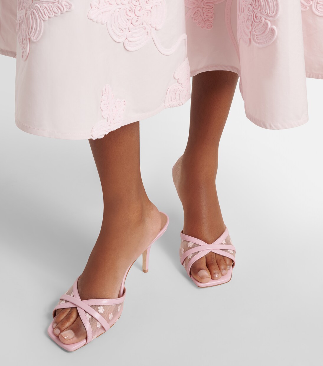 Perla 70 leather and mesh mules | Malone Souliers