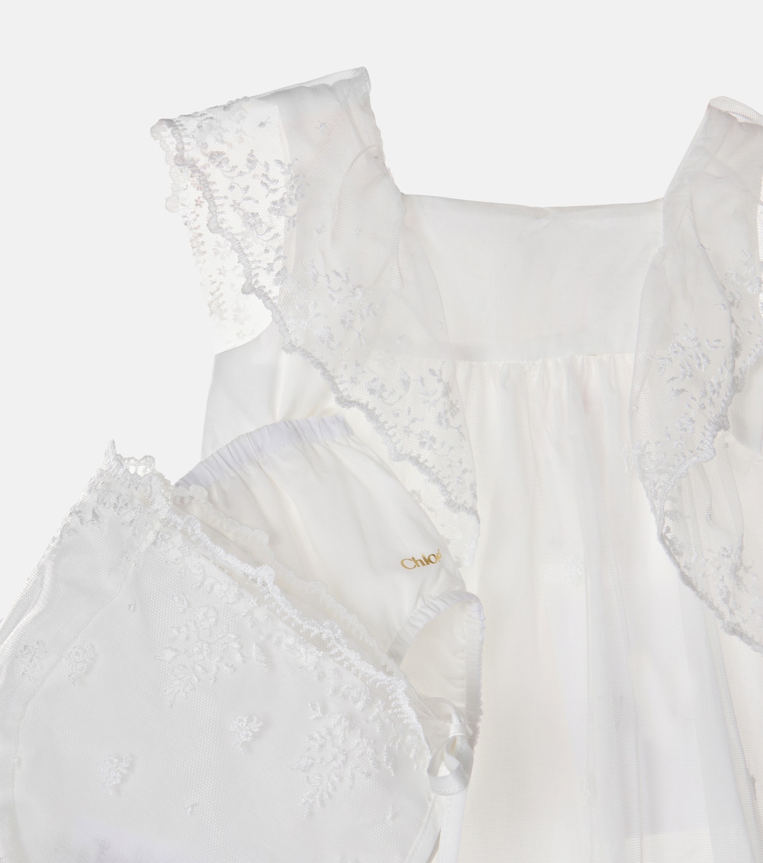 Baby Set aus Kleid, Höschen und Mütze aus Baumwolle | Chloé Kids