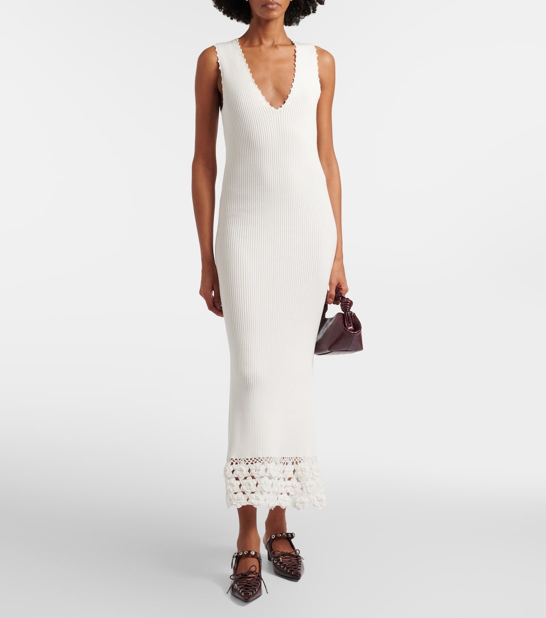 Vestido midi en mezcla de algodón | Ganni