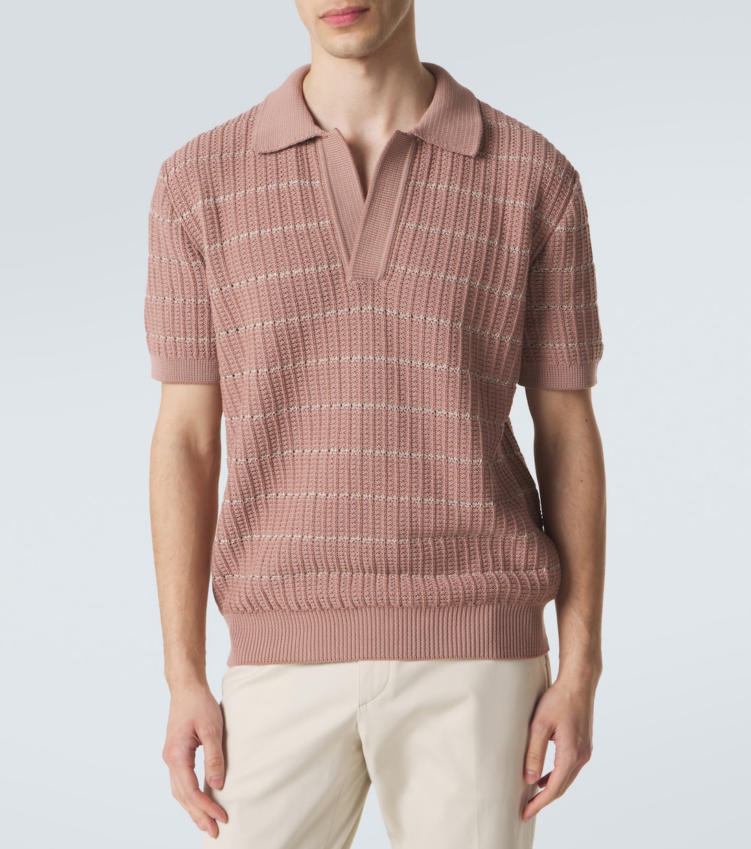 Embroidered cotton and linen polo shirt | Brioni