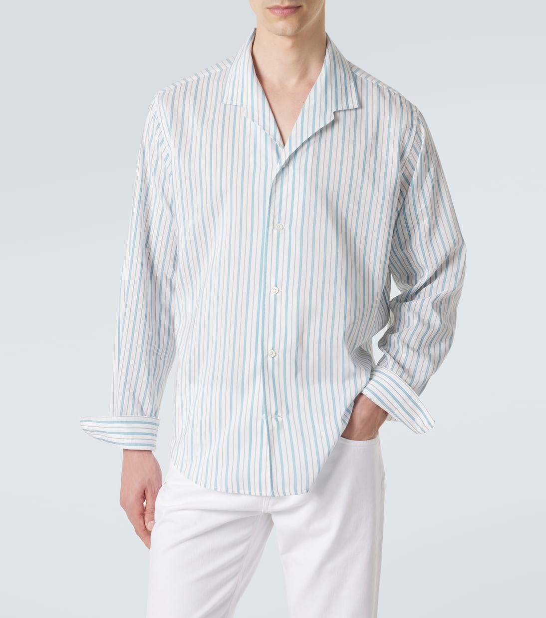 Franco pinstripe silk and cotton shirt | Umit Benan