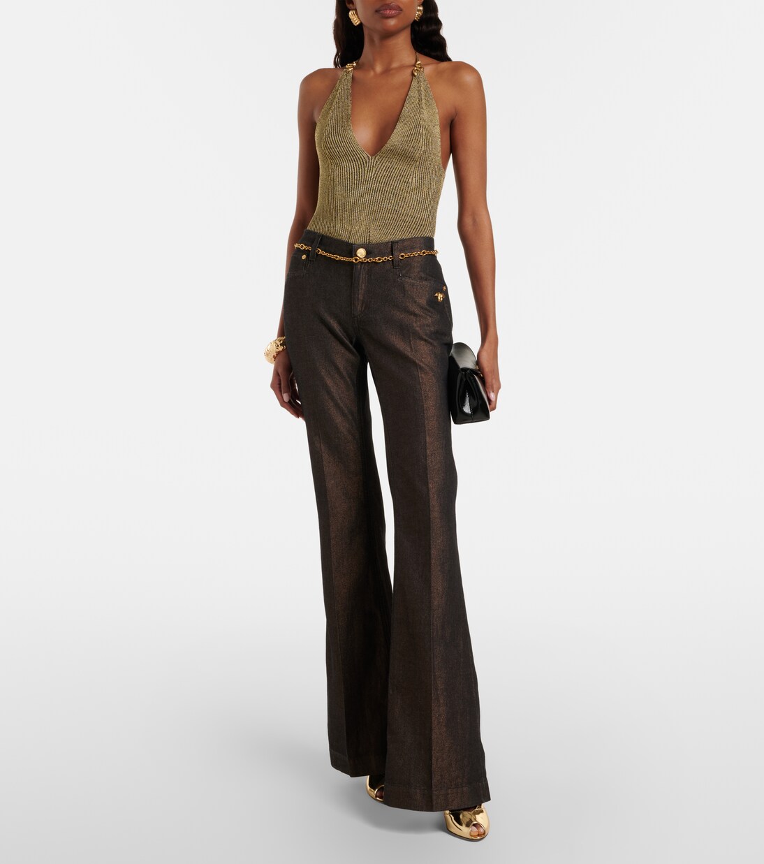 Body con lamé e scollo all’americana | Roberto Cavalli