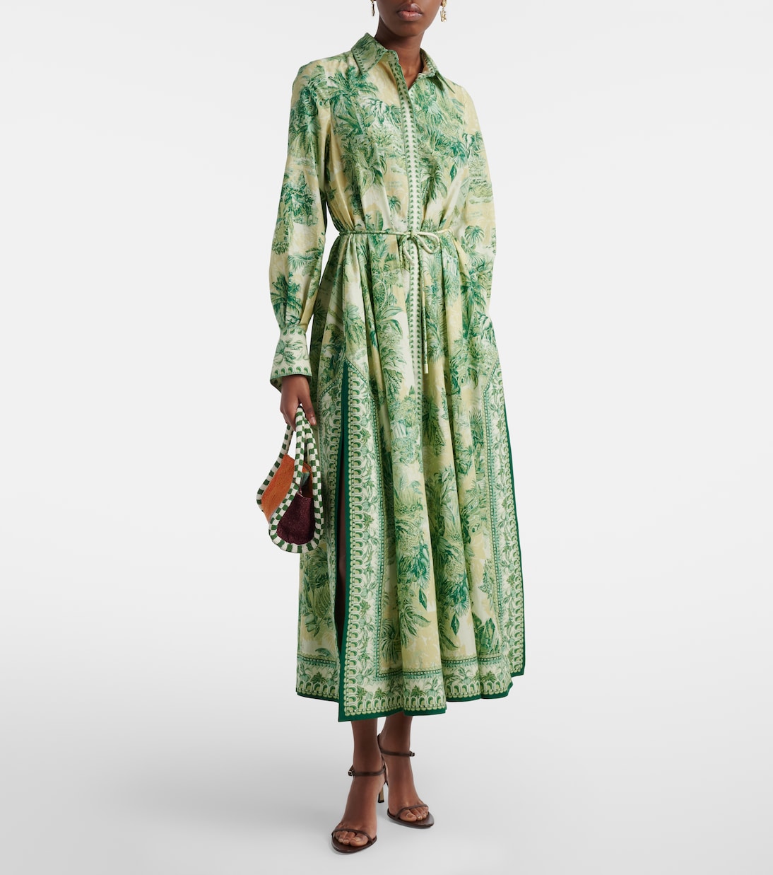 Abito chemisier Sara in cotone e seta con stampa | Alémais