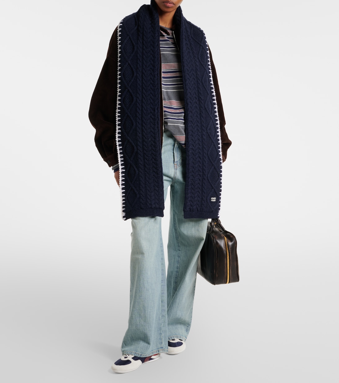 Cable-knit wool and cashmere scarf | Miu Miu