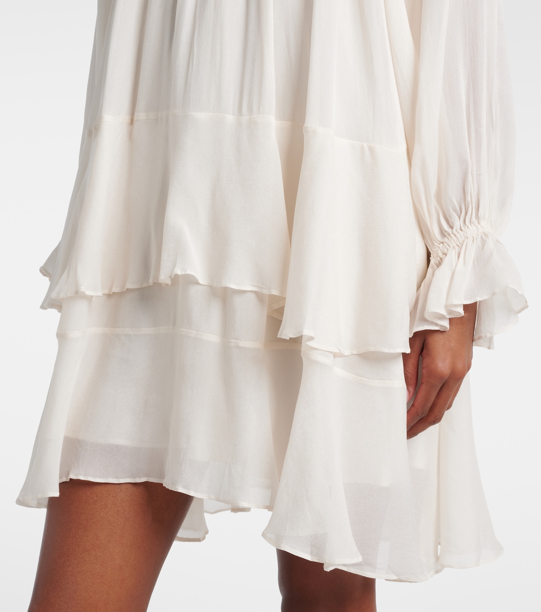 Dina荷叶边雪纺迷你连衣裙 | Poupette St Barth