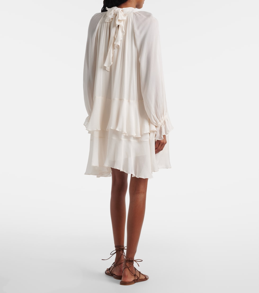 Dina荷叶边雪纺迷你连衣裙 | Poupette St Barth