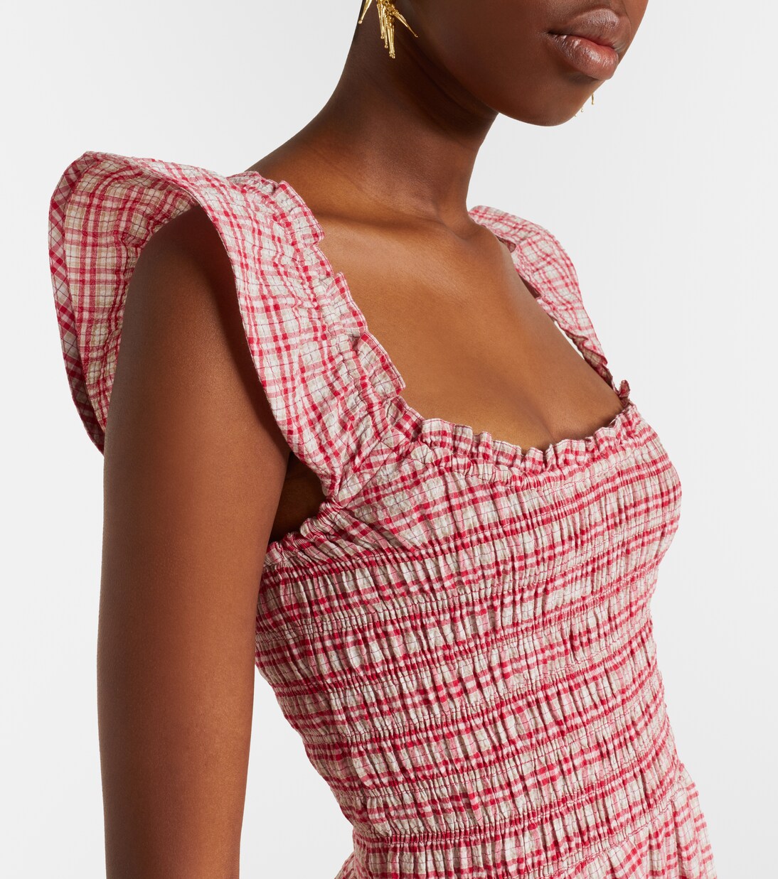 Eudora checked cotton midi dress | Faithfull