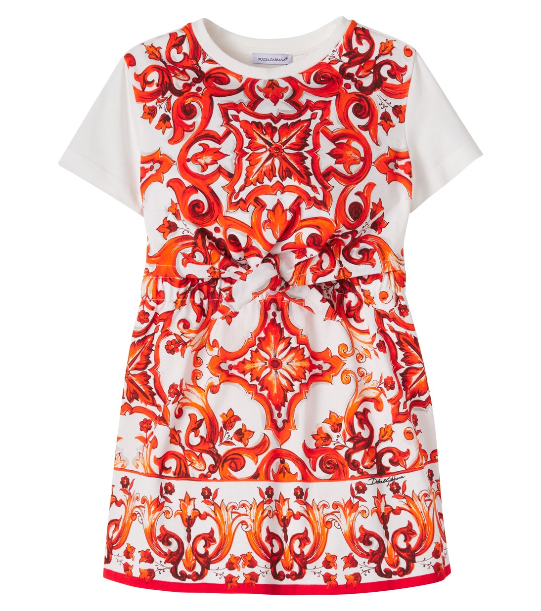 Vestido Majolica de jersey de algodón | Dolce&Gabbana Kids