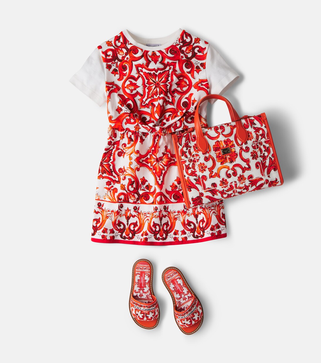 Vestido Majolica de jersey de algodón | Dolce&Gabbana Kids
