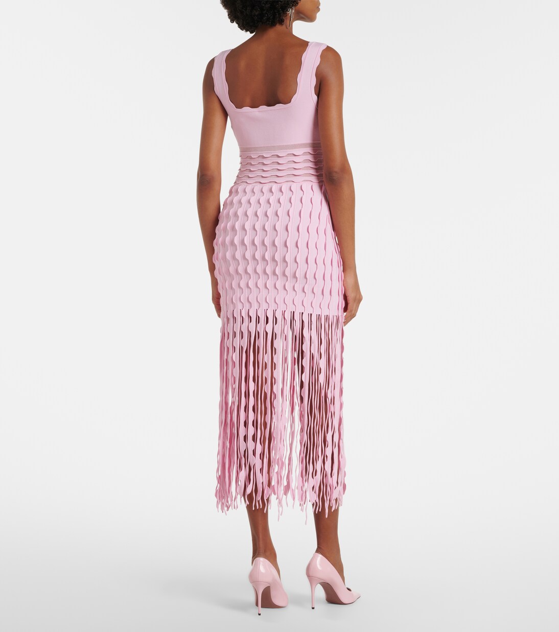 Brionne fringed knitted midi dress | Simkhai
