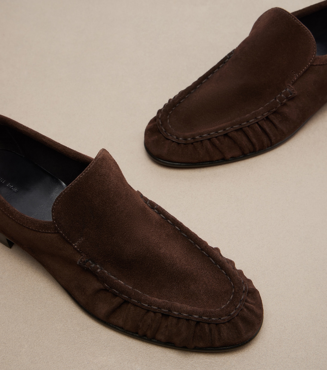 Soft ruched suede loafers | The Row