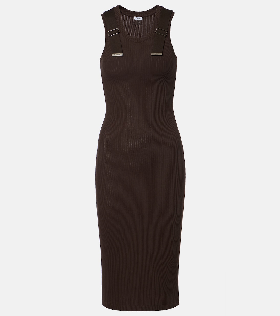 Ribbed-knit cotton-blend midi dress | Loewe