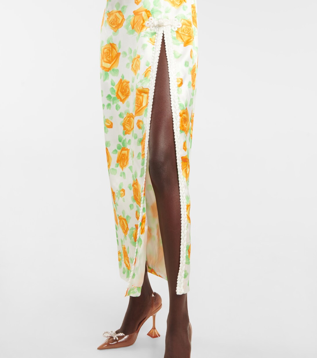 Robe longue en soie à fleurs | Alessandra Rich