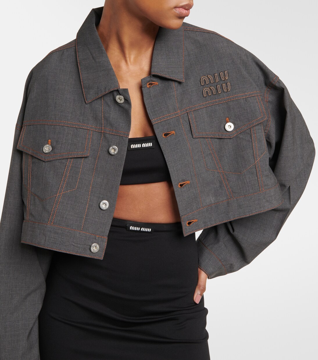 Giacca cropped in lana vergine | Miu Miu