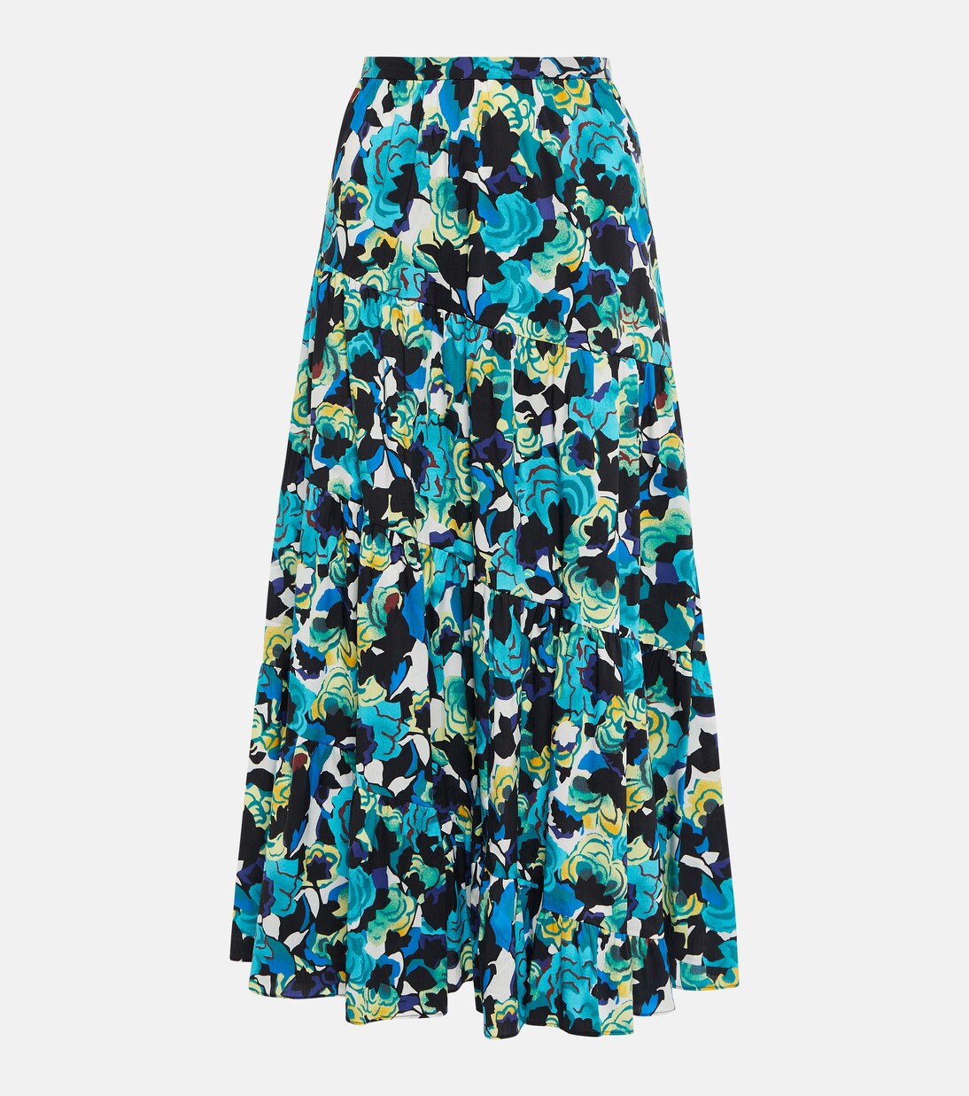High-rise printed cotton-blend midi skirt | Diane von Furstenberg