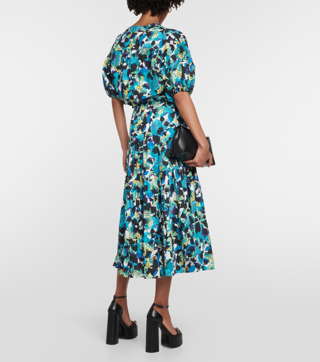 High-rise printed cotton-blend midi skirt | Diane von Furstenberg