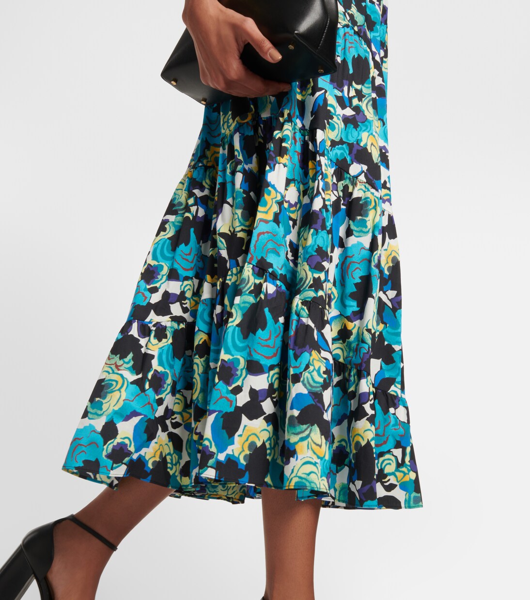 High-rise printed cotton-blend midi skirt | Diane von Furstenberg