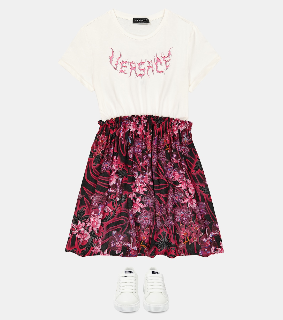 Seashell Baroque leather low-top sneakers | Versace Kids