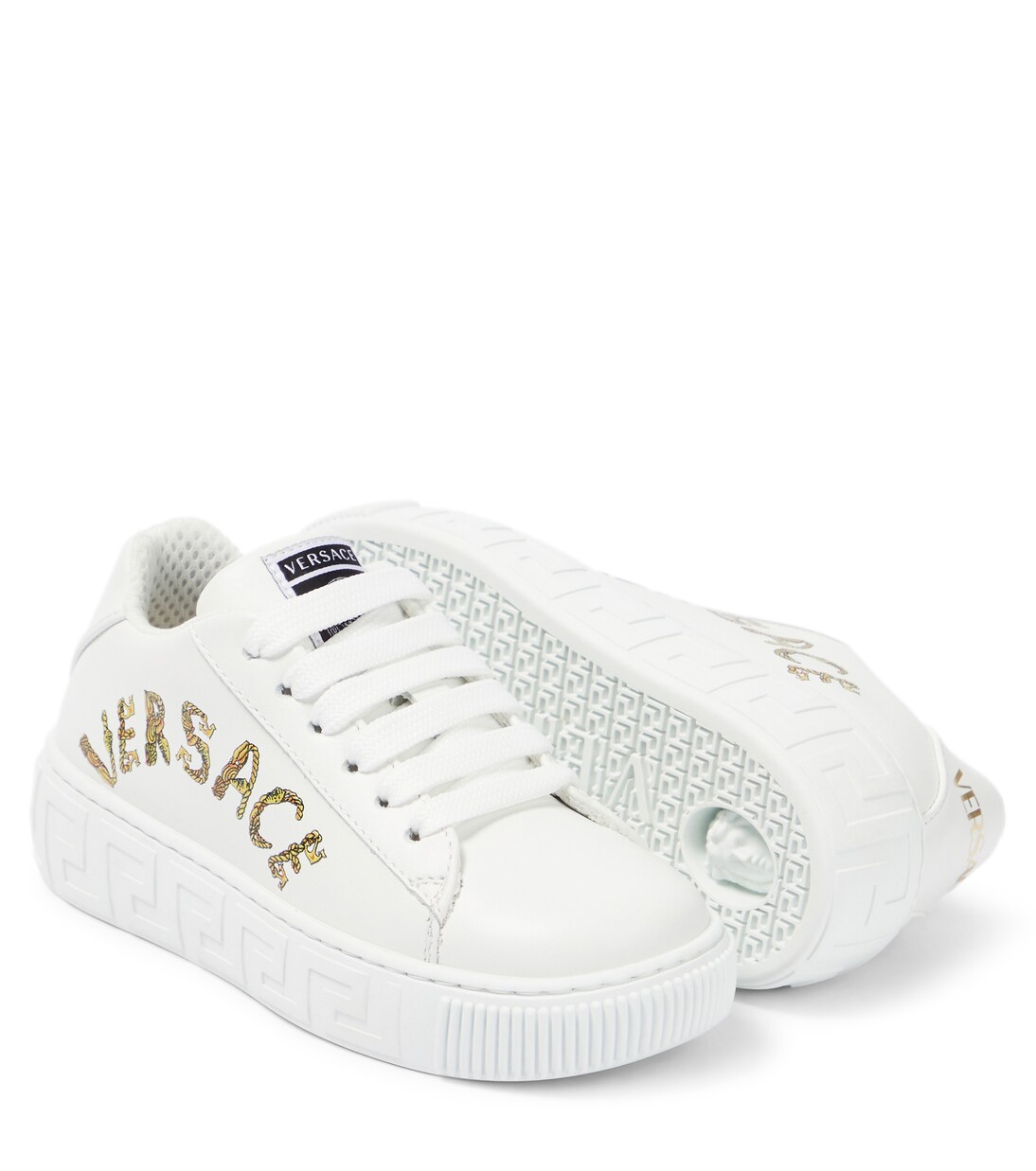 Seashell Baroque leather low-top sneakers | Versace Kids