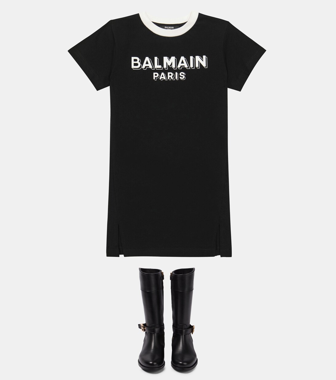 Logo cotton T-shirt dress | Balmain Kids